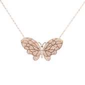 925 Ayar Gümüş Taşlı Kelebek Kolye thumbnail 3