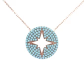 925 Ayar Gümüş Turkuaz Taşlı Kuzey Yıldızı Kolye thumbnail 4