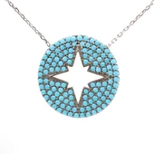 925 Ayar Gümüş Turkuaz Taşlı Kuzey Yıldızı Kolye thumbnail 2