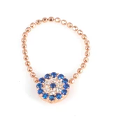 925 Ayar Gümüş Nazar Boncuklu Eklem Yüzük, Pembe thumbnail 1