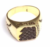 925 Ayar Gümüş Fihi ma Fih Fetih Yüzük, Sarı - Siyah Taş thumbnail 3