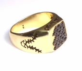 925 Ayar Gümüş Fihi ma Fih Fetih Yüzük, Sarı - Siyah Taş thumbnail 7