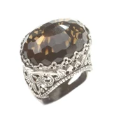 925 Ayar Gümüş Dumanlı Kuvars Taşlı Yüzük thumbnail 7
