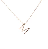 925 Ayar Gümüş 3 Boyutlu M Harfi Kolye thumbnail 2