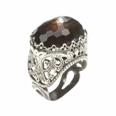 925 Ayar Gümüş Dumanlı Kuvars Taşlı Yüzük thumbnail 5