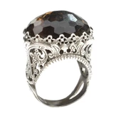 925 Ayar Gümüş Dumanlı Kuvars Taşlı Yüzük thumbnail 6