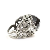 925 Ayar Gümüş Dumanlı Kuvars Taşlı Yüzük thumbnail 4