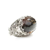 925 Ayar Gümüş Dumanlı Kuvars Taşlı Yüzük thumbnail 1