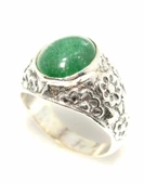 925 Ayar Gümüş Yeşil Akik Taşlı Erkek Yüzük thumbnail 3