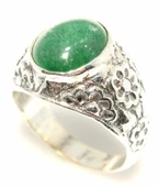 925 Ayar Gümüş Yeşil Akik Taşlı Erkek Yüzük thumbnail 2