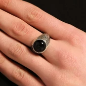 925 Ayar Gümüş Onix Taşlı Erkek Yüzük thumbnail 1