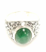 925 Ayar Gümüş Yeşil Akik Taşlı Erkek Yüzük thumbnail 4