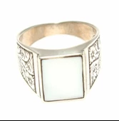 925 Ayar Gümüş Kare Sedef Taşlı Erkek Yüzük thumbnail 4