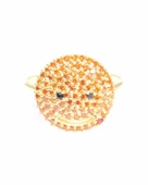 925 Ayar Gümüş Gülen Yüz Modeli Yüzük, Sarı - Kırmızı Taş thumbnail 4