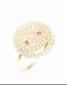 925 Ayar Gümüş Gülen Yüz Modeli Yüzük, Sarı - Beyaz Taş thumbnail 2