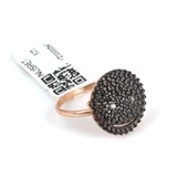 925 Ayar Gümüş Gülen Yüz Modeli Yüzük, Pembe - Siyah Taş thumbnail 3