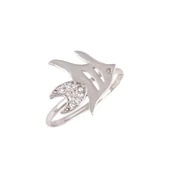 925 Ayar Gümüş Balık Yüzük, Beyaz - Beyaz Taş thumbnail 1