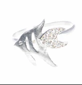 925 Ayar Gümüş Balık Yüzük, Beyaz - Beyaz Taş thumbnail 4