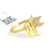 925 Ayar Gümüş Balık Yüzük, Sarı - Beyaz Taş thumbnail 2
