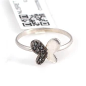 925 Ayar Gümüş Kelebek Yüzük, Beyaz thumbnail 3