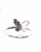 925 Ayar Gümüş Kelebek Yüzük, Beyaz thumbnail 4