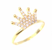 925 Ayar Gümüş Taç Yüzük, Sarı - Beyaz Taş thumbnail 4