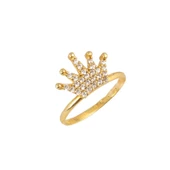 925 Ayar Gümüş Taç Yüzük, Sarı - Beyaz Taş thumbnail 1