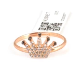 925 Ayar Gümüş Taç Yüzük, Pembe - Beyaz Taş thumbnail 3