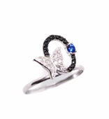 925 Ayar Gümüş Çemberli Kelebek Yüzük, Beyaz thumbnail 5