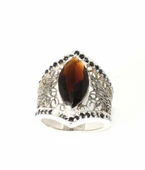 925 Ayar Gümüş Kuvars Taşlı Telkari Yüzük thumbnail 1