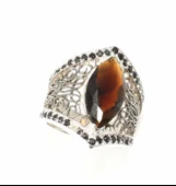 925 Ayar Gümüş Kuvars Taşlı Telkari Yüzük thumbnail 2