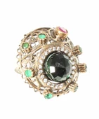 925 Ayar Gümüş Zümrüt Taşlı Kubbe Yüzük thumbnail 7