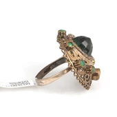 925 Ayar Gümüş Zümrüt Taşlı Kubbe Yüzük thumbnail 4