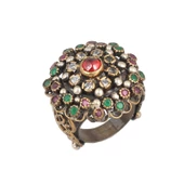 925 Ayar Gümüş ve Bronz Karışımı Taşlı Desenli Yüzük thumbnail 5