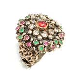 925 Ayar Gümüş ve Bronz Karışımı Taşlı Desenli Yüzük thumbnail 6