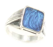 925 ayar Gümüş Mavi Mineli Erkek Yüzük thumbnail 5