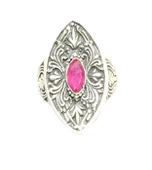 925 Ayar Gümüş Mekik Yakut Taşlı Yüzük - 1