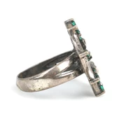 925 Ayar Gümüş Yeşil Zirkon Taşlı Yüzük thumbnail 4