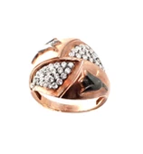 925 Ayar Rose Gümüş Lale Motifli Taşlı Yüzük thumbnail 3