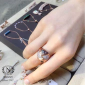 925 Ayar Rose Gümüş Lale Motifli Taşlı Yüzük thumbnail 2