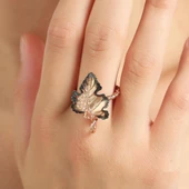 925 Ayar Rose Gümüş AsmaYaprağı Yüzük thumbnail 7