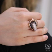 925 Ayar Pembe Gümüş Taşlı Yüzük thumbnail 3