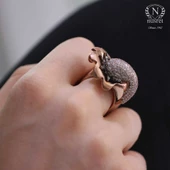 925 Ayar Pembe Gümüş Taşlı Yüzük thumbnail 5