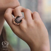 925 Ayar Pembe Gümüş Taşlı Yüzük thumbnail 8