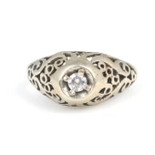 925 Ayar Gümüş Ajur Desen Taşlı Yüzük thumbnail 4