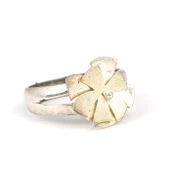 925 Ayar Gümüş Çiçek Yüzük, Beyaz thumbnail 5