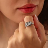 925 Ayar Gümüş Pelit Yapraklı Yüzük thumbnail 1