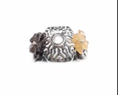 925 Ayar Gümüş Ajur Desenli Taşlı Çiçek Yüzük thumbnail 2