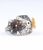 925 Ayar Gümüş Ajur Desenli Taşlı Çiçek Yüzük thumbnail 1