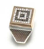 925 Ayar Gümüş Bronz Karışımı Kare Taşlı Erkek Yüzük thumbnail 1